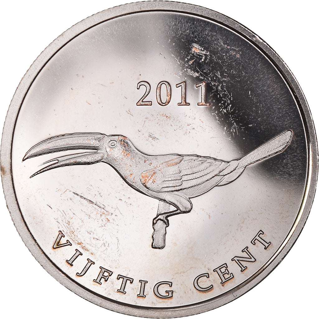 Coin, Saba, Beatrix, 50 Cents, 2011, AU(50-53), Nickel plated steel, KM:5