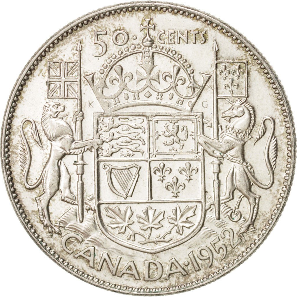 Canada, 50 Cents, 1952, Ottawa, KM:45, MS(60-62), Silver