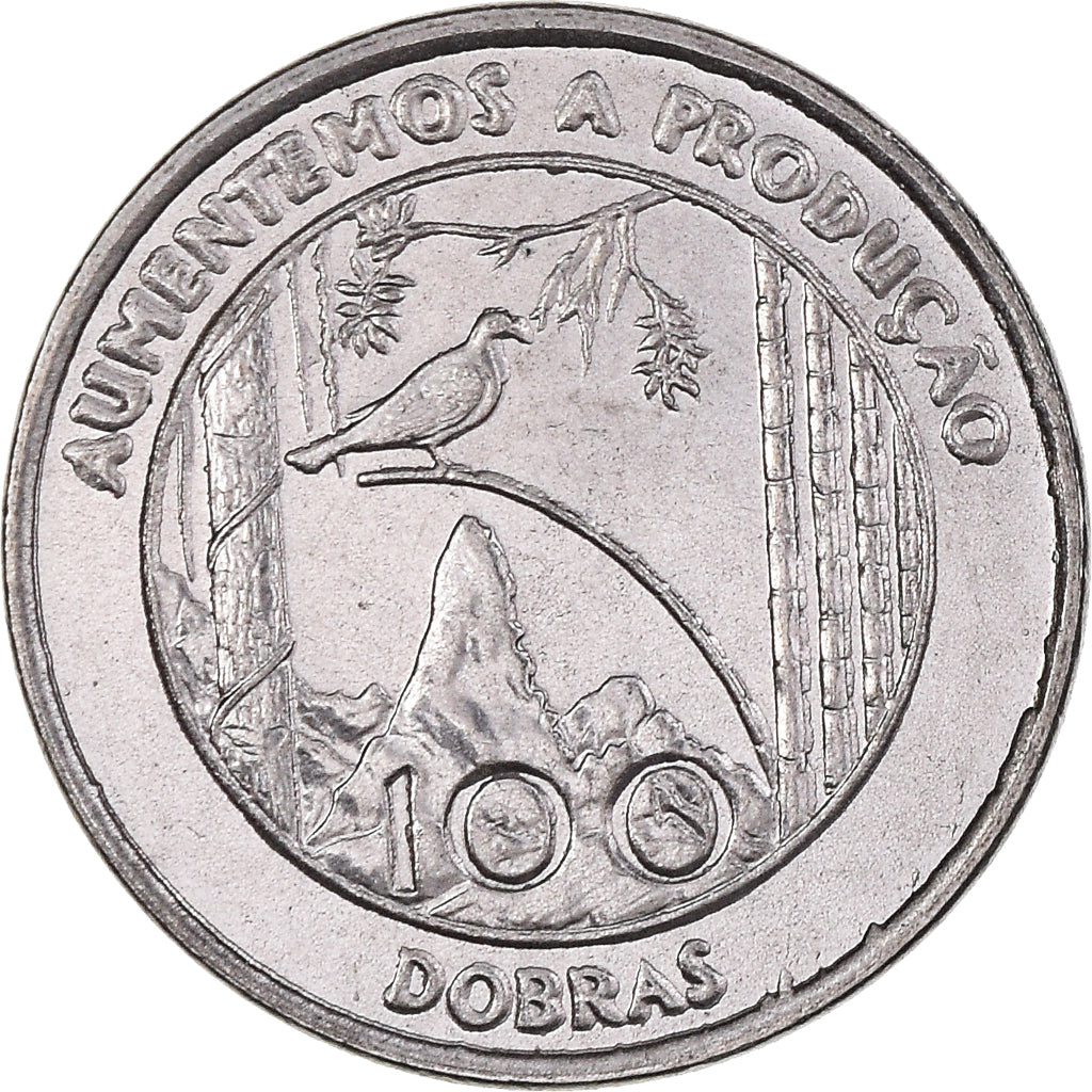 Coin, Saint Thomas and Prince, 100 Dobras, 1997, MS(60-62), Chrome Clad Steel
