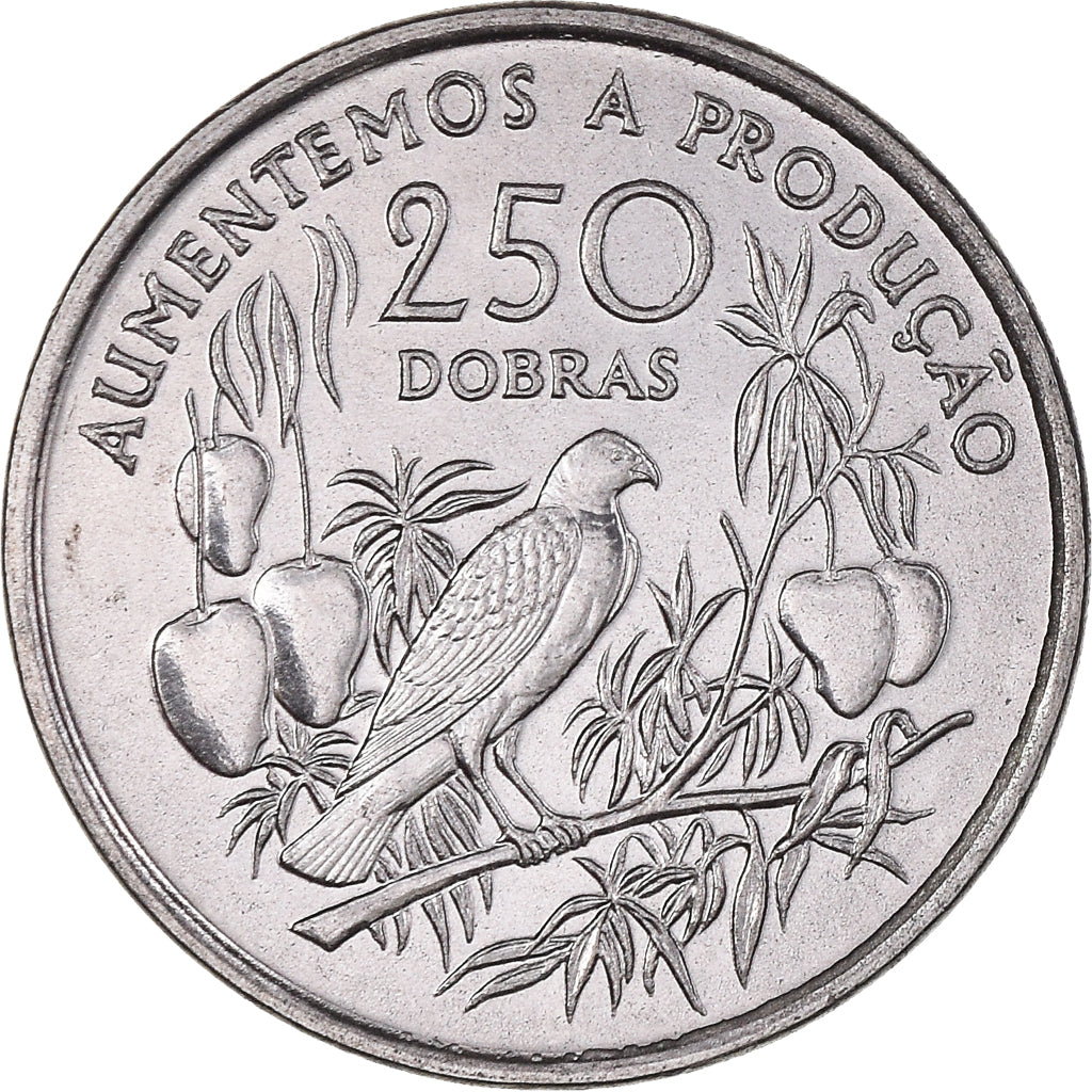 Moneta, Saint Thomas e Prince, 250 Dobras, 1997, SPL, Acciaio con cromatura