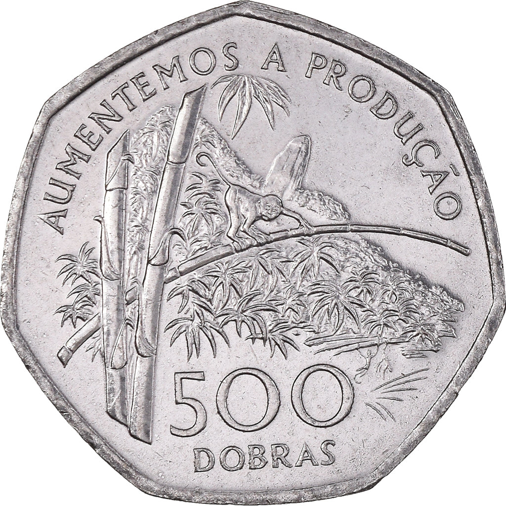 Münze, Saint Thomas and Prince, 500 Dobras, 1997, VZ, Chrome-Steel, KM:89