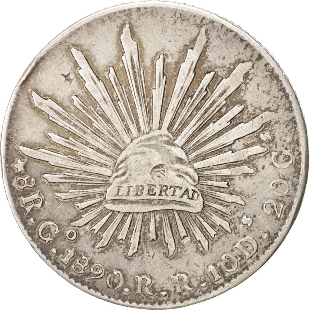 Mexico, 8 Réales, 1890, Guanajuato, KM:377.8, TTB+, Silver