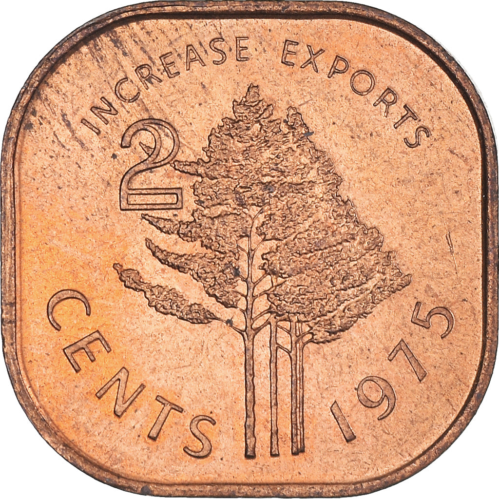 Coin, Swaziland, Sobhuza II, 2 Cents, 1975, British Royal Mint, AU(50-53)