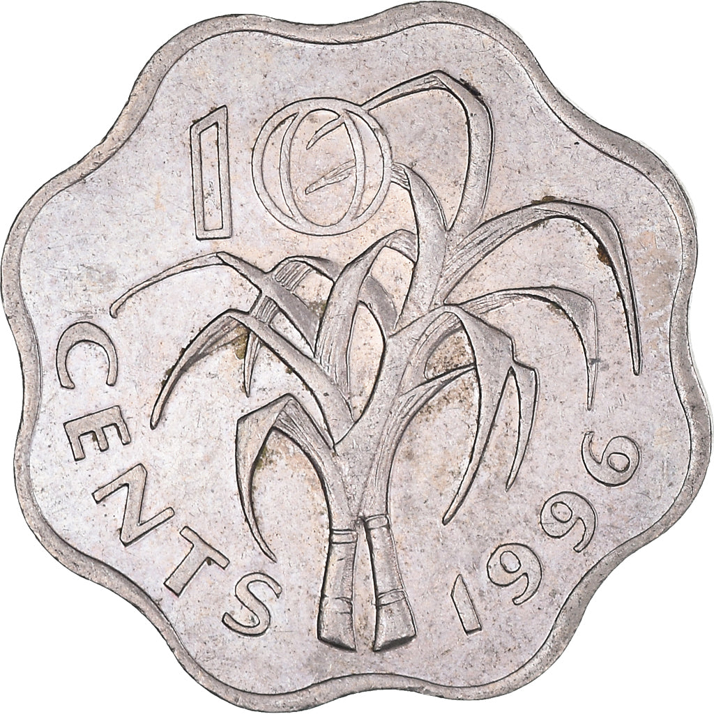 Coin, Swaziland, King Msawati III, 10 Cents, 1996, AU(50-53), Copper-nickel