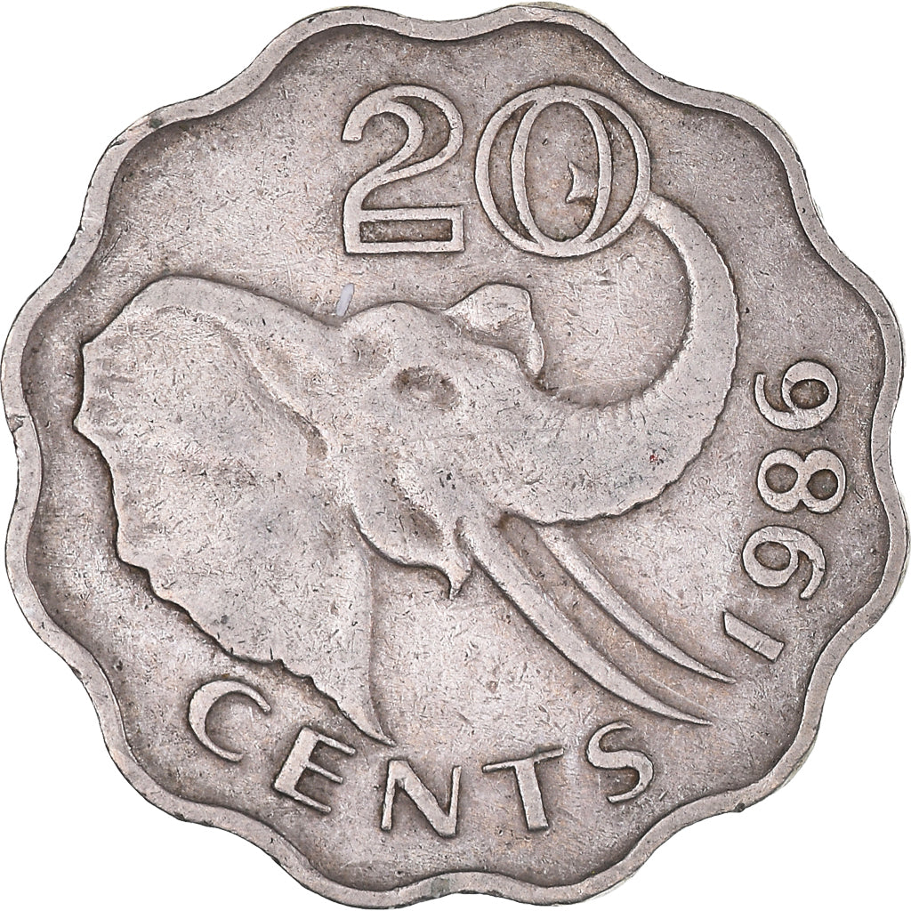 Coin, Swaziland, Queen Dzeliwe, 20 Cents, 1986, British Royal Mint, VF(30-35)