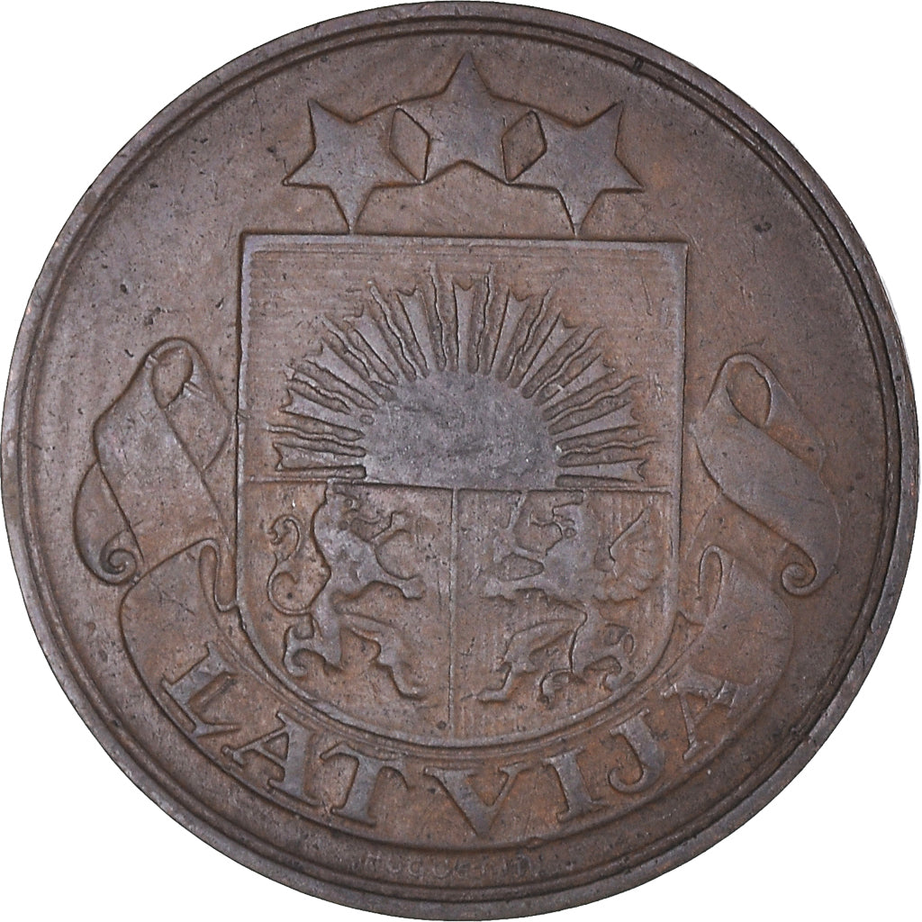 Monnaie, Lettonie, 2 Santimi, 1922, TB+, Bronze, KM:2