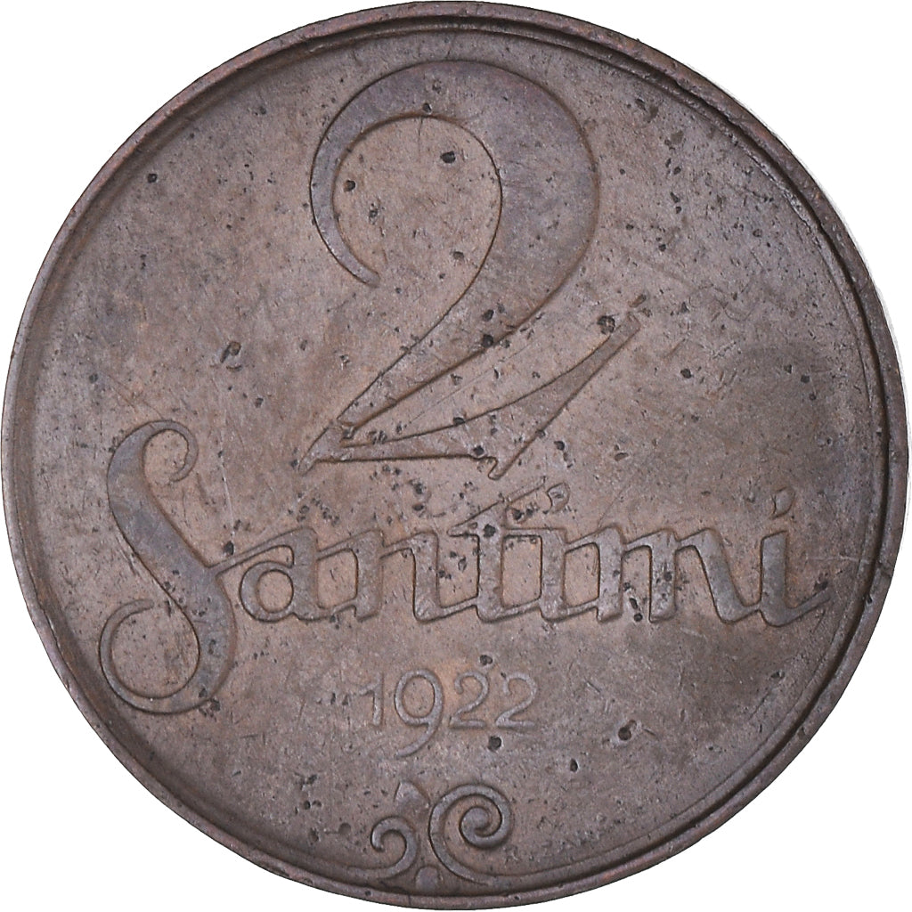 Monnaie, Lettonie, 2 Santimi, 1922, TB+, Bronze, KM:2