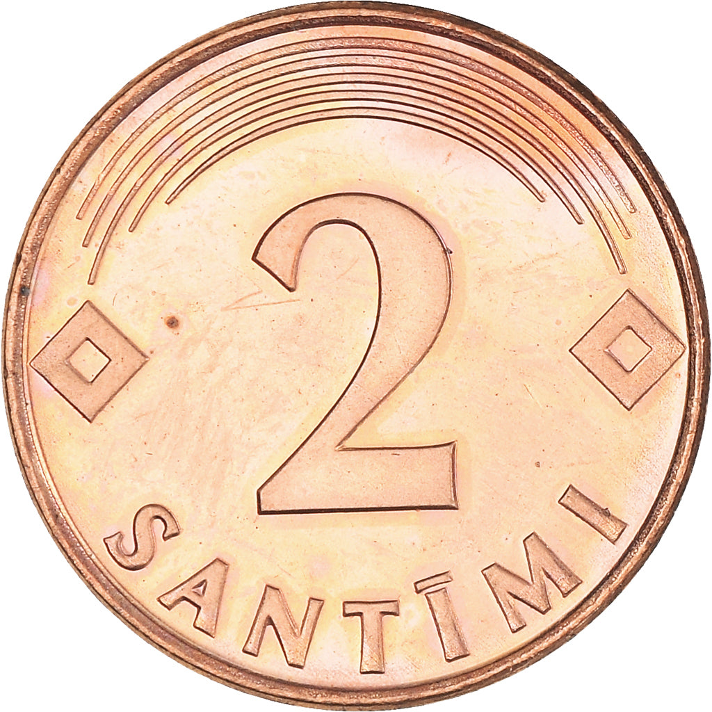 Munten, Letland, 2 Santimi, 2000, PR+, Copper Clad Steel, KM:21