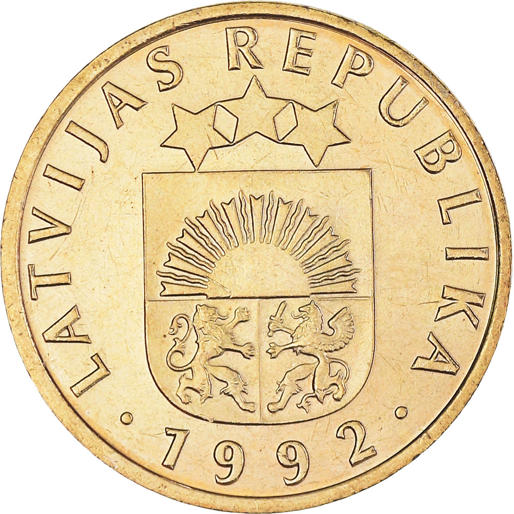 Munten, Letland, 5 Santimi, 1992, ZF+, Nickel-brass, KM:16