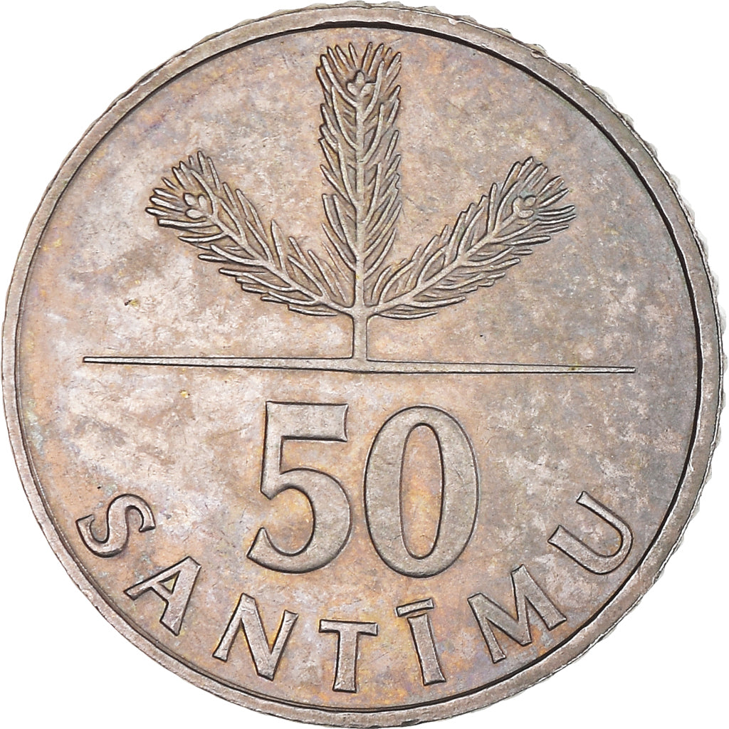 Monnaie, Lettonie, 50 Santimu, 1992, TTB+, Cupro-nickel, KM:13
