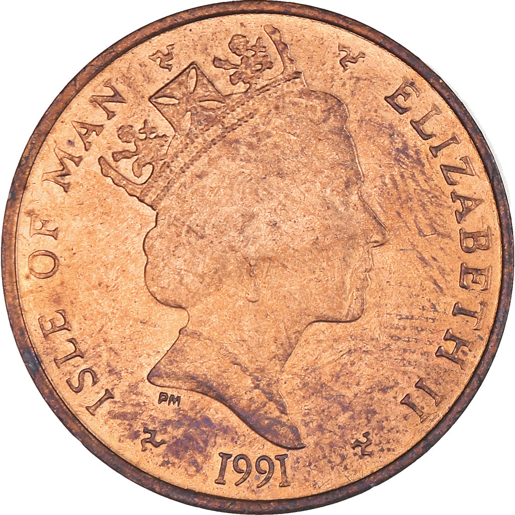 Moneta, Isola di Man, Elizabeth II, Penny, 1991, BB+, Bronzo, KM:207