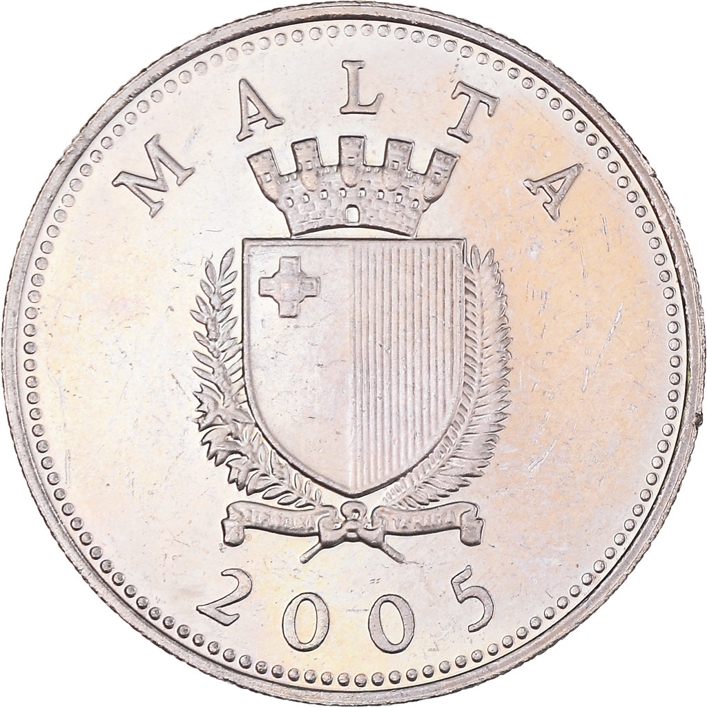 Moneta, Malta, 10 Cents, 2005, AU(50-53), Miedź-Nikiel, KM:96