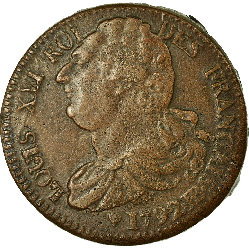 Münze, Frankreich, 2 sols français, 2 Sols, 1792, Strasbourg, SS, Bronze