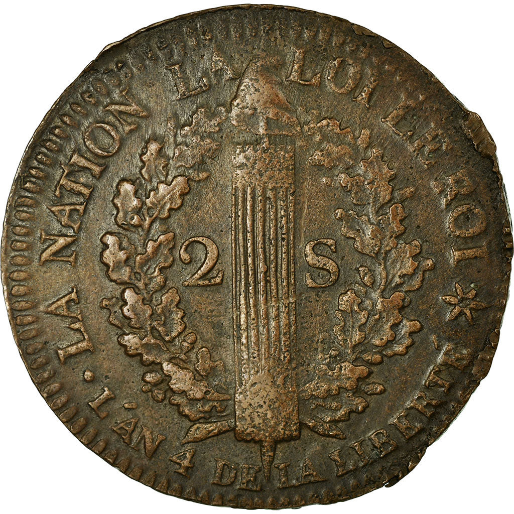Münze, Frankreich, 2 sols français, 2 Sols, 1792, Strasbourg, SS, Bronze
