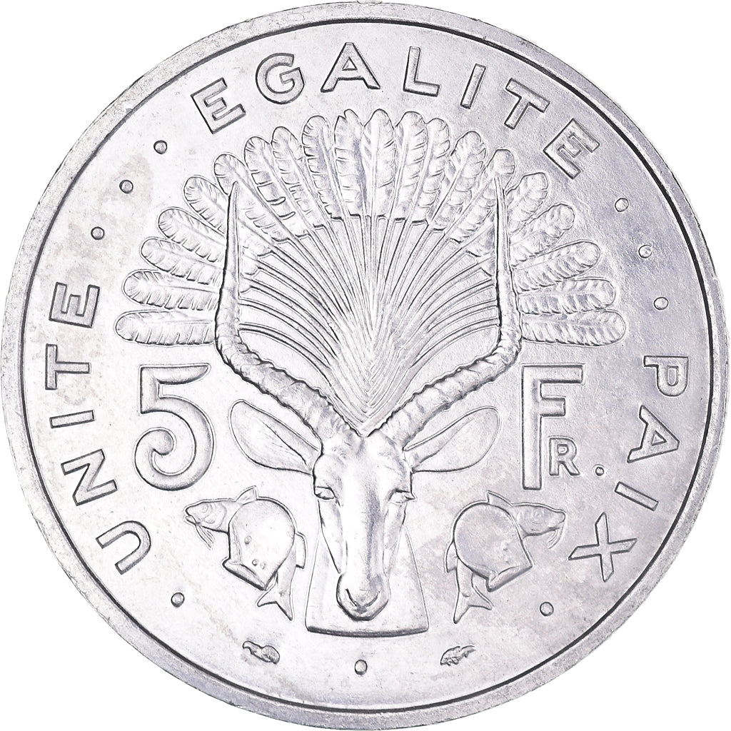 Monnaie, Djibouti, 5 Francs, 1991, Paris, SPL, Aluminium, KM:22