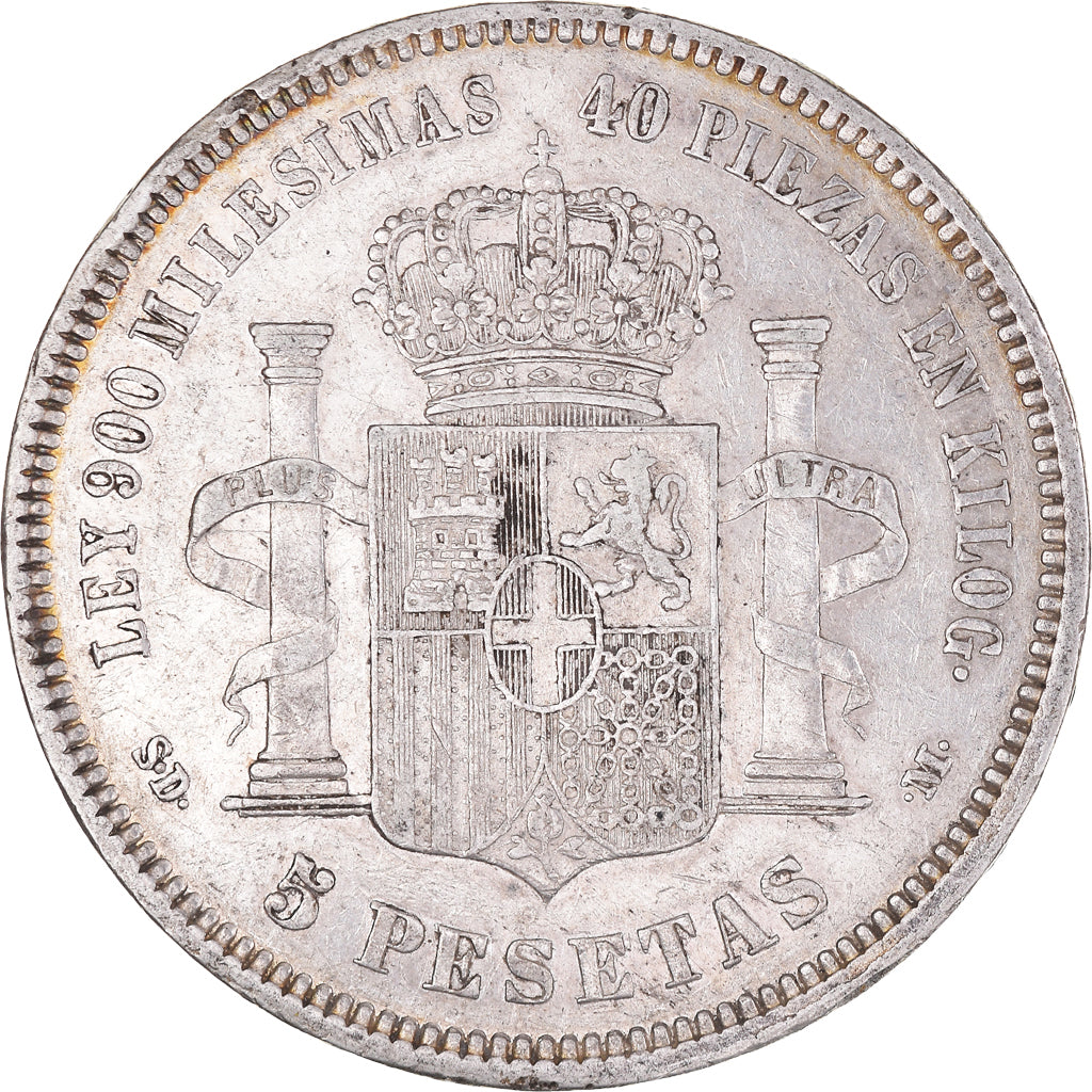 Monnaie, Espagne, Amadeao I, 5 Pesetas, 1871, Madrid, TB+, Argent, KM:666