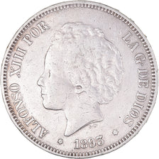 Monnaie, Espagne, Alfonso XIII, 5 Pesetas, 1893, Madrid, TB+, Argent, KM:700