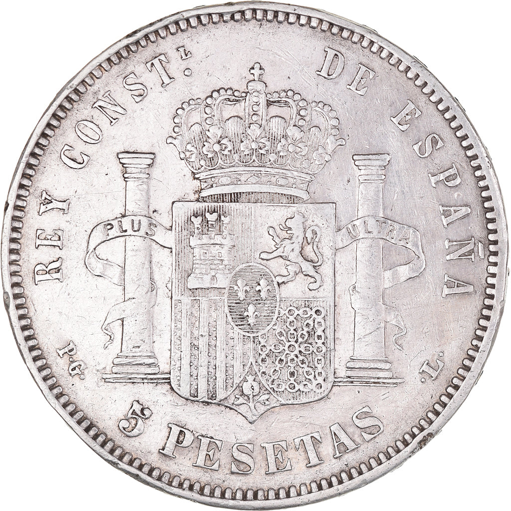 Monnaie, Espagne, Alfonso XIII, 5 Pesetas, 1893, Madrid, TB+, Argent, KM:700