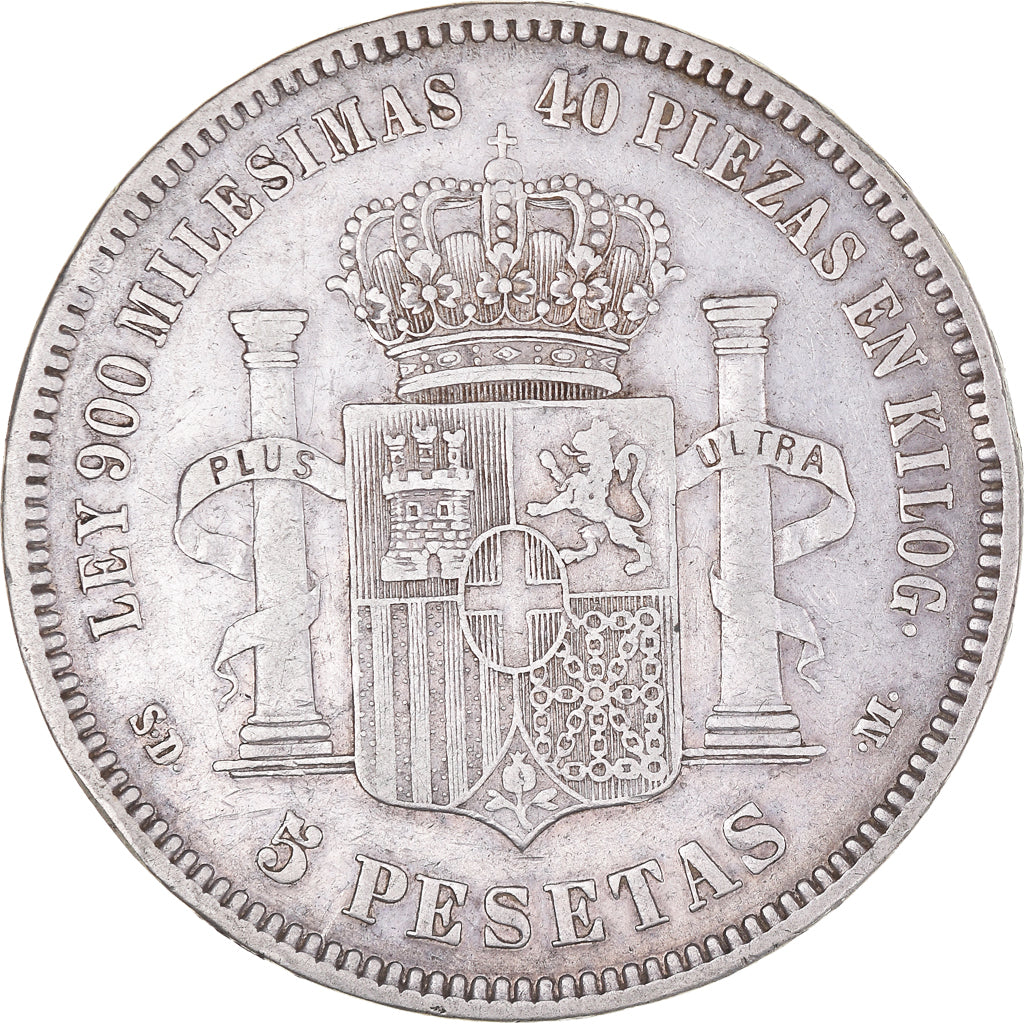 Monnaie, Espagne, Amadeao I, 5 Pesetas, 1871, Madrid, TB+, Argent, KM:666