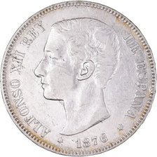 Moeda, Espanha, Alfonso XII, 5 Pesetas, 1876, Madrid, VF(30-35), Prata, KM:671