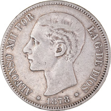 Monnaie, Espagne, Alfonso XII, 5 Pesetas, 1878, Madrid, TB+, Argent, KM:676