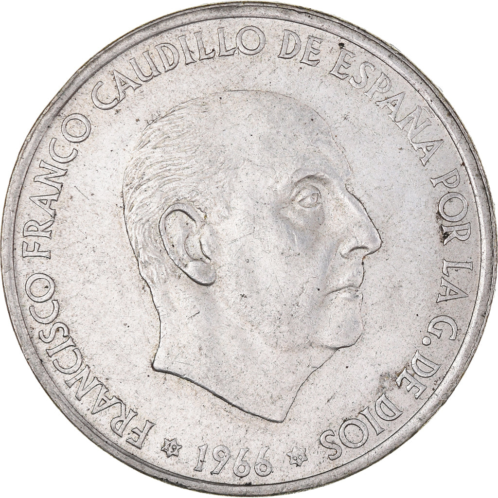 Monnaie, Espagne, Caudillo and regent, 100 Pesetas, 1966, Madrid, TTB+, Argent