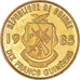 Moneta, Gwinea, 10 Francs, 1985, AU(50-53), Mosiądz powlekany stalą, KM:52