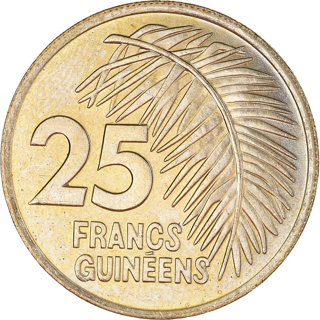 Monnaie, Guinée, 25 Francs, 1987, SUP, Laiton, KM:60
