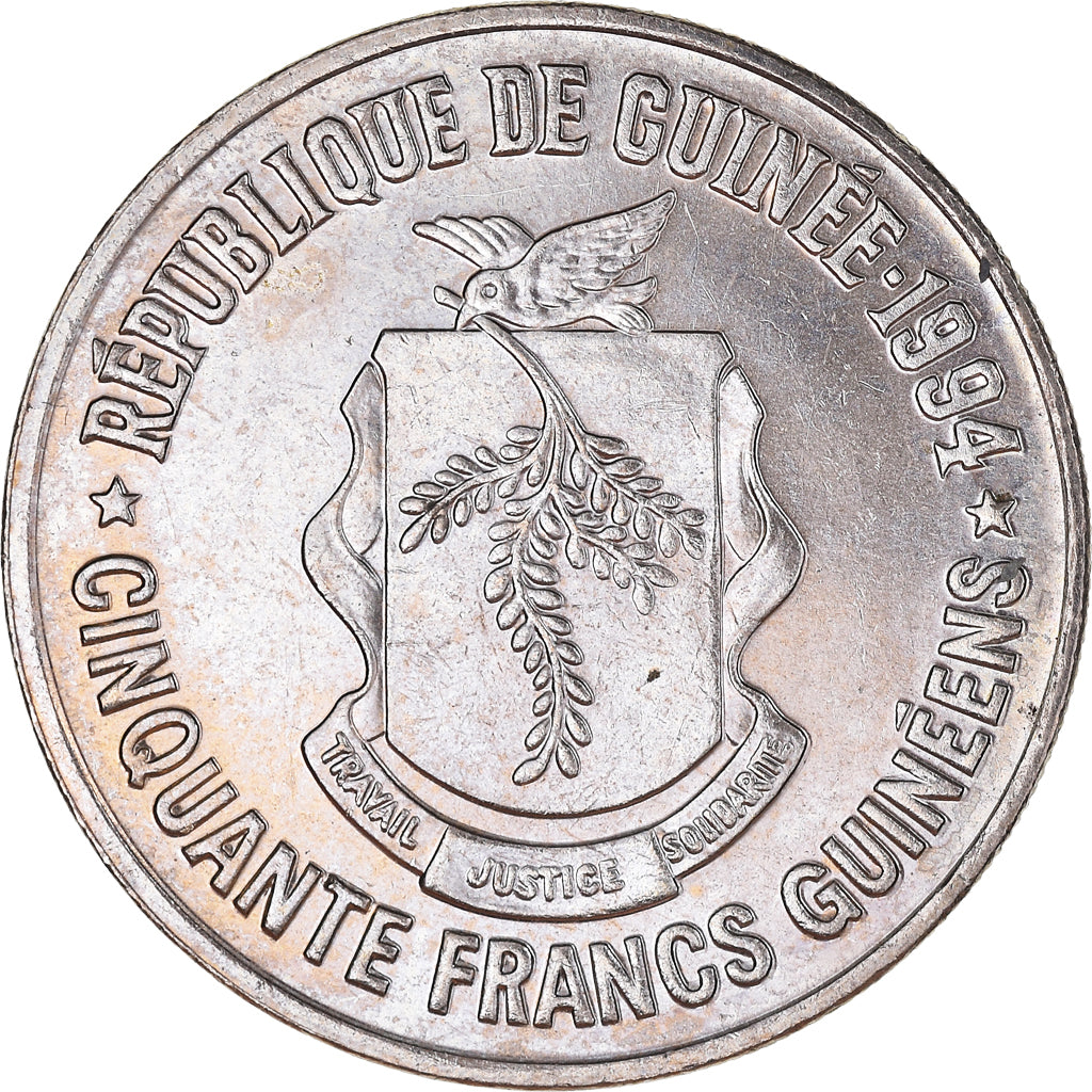 Monnaie, Guinée, 50 Francs, 1994, TTB+, Cupro-nickel, KM:63