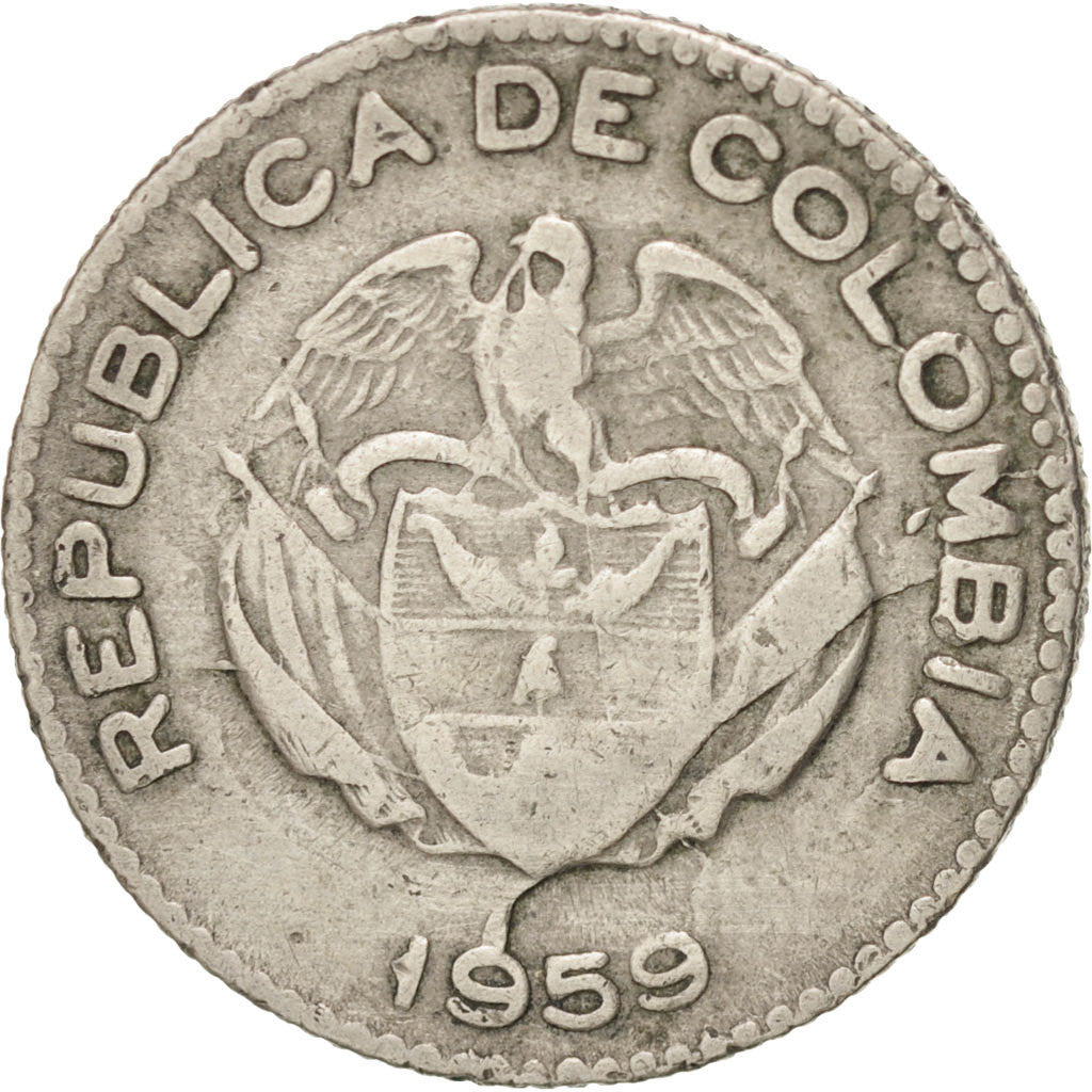 Colombia, 10 Centavos, 1959, Bogota, KM:212.2, EF(40-45), Copper-nickel