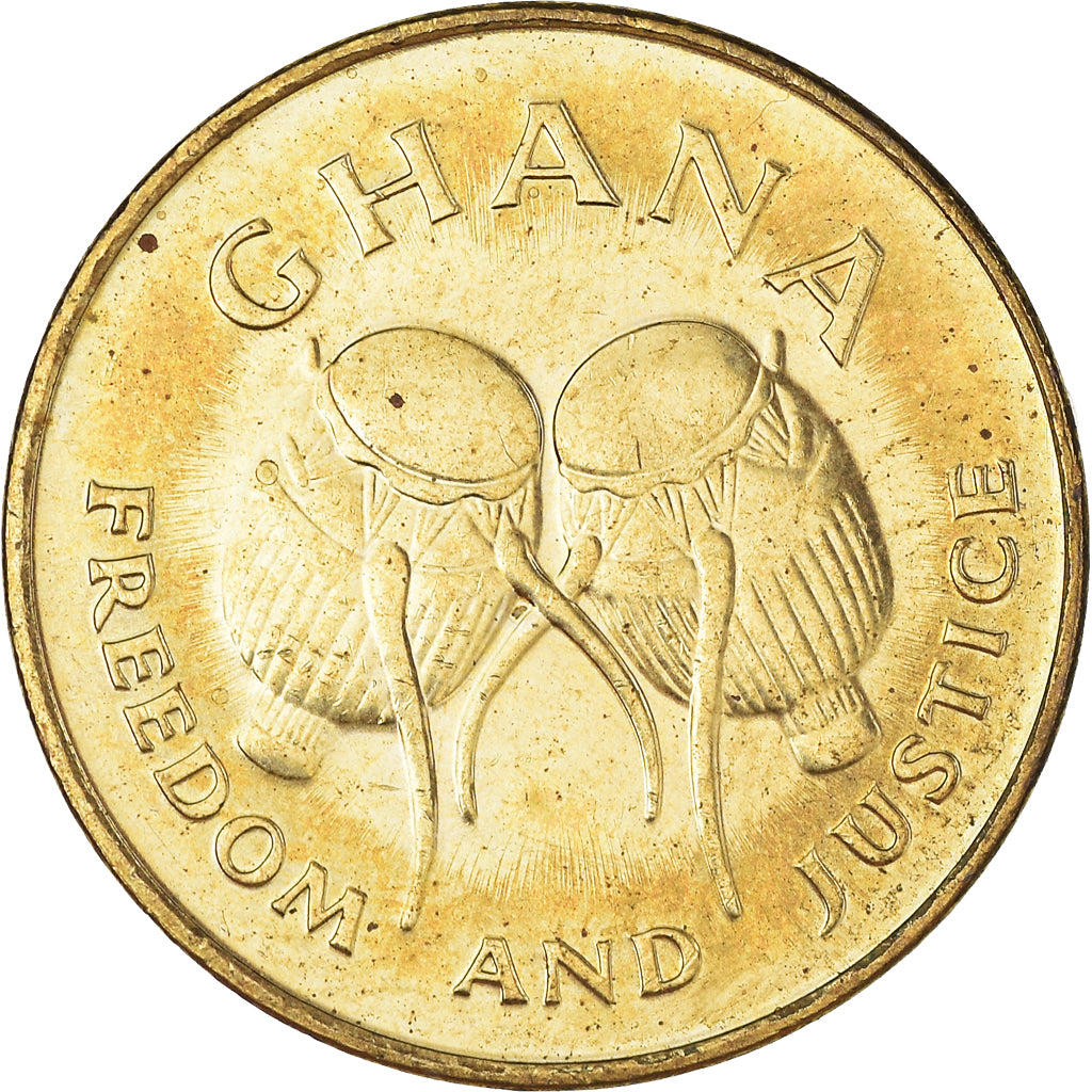Monnaie, Ghana, 5 Cedis, 1991, TTB+, Brass plated steel, KM:33