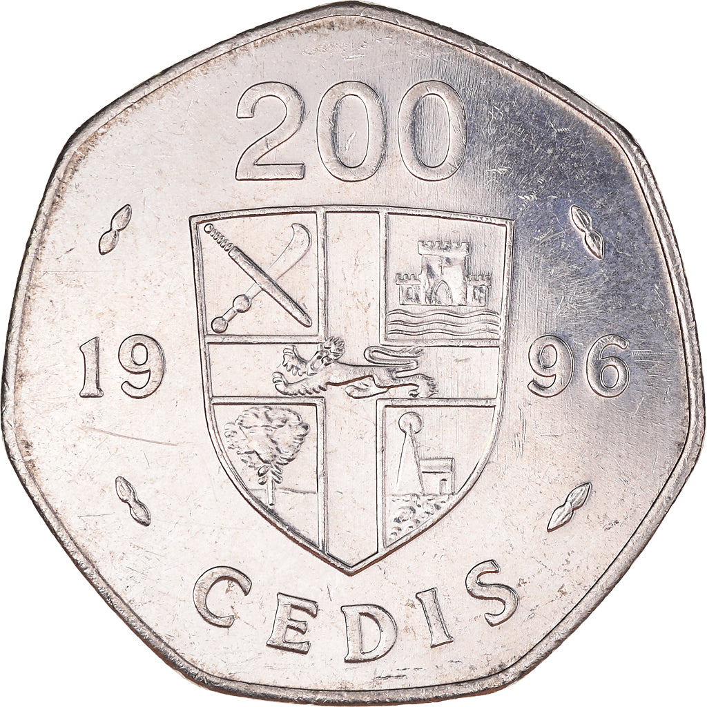 Monnaie, Ghana, 200 Cedis, 1996, TTB, Nickel plaqué acier, KM:35
