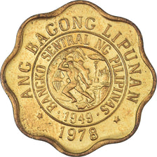 Coin, Philippines, 5 Sentimos, 1978, AU(55-58), laiton