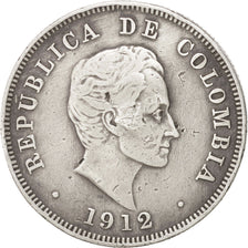 Colombia, 50 Centavos, 1912, KM:193.1, EF(40-45), Silver