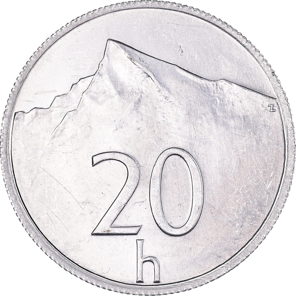 Moneta, Slovacchia, 20 Halierov, 1993, BB+, Alluminio, KM:18