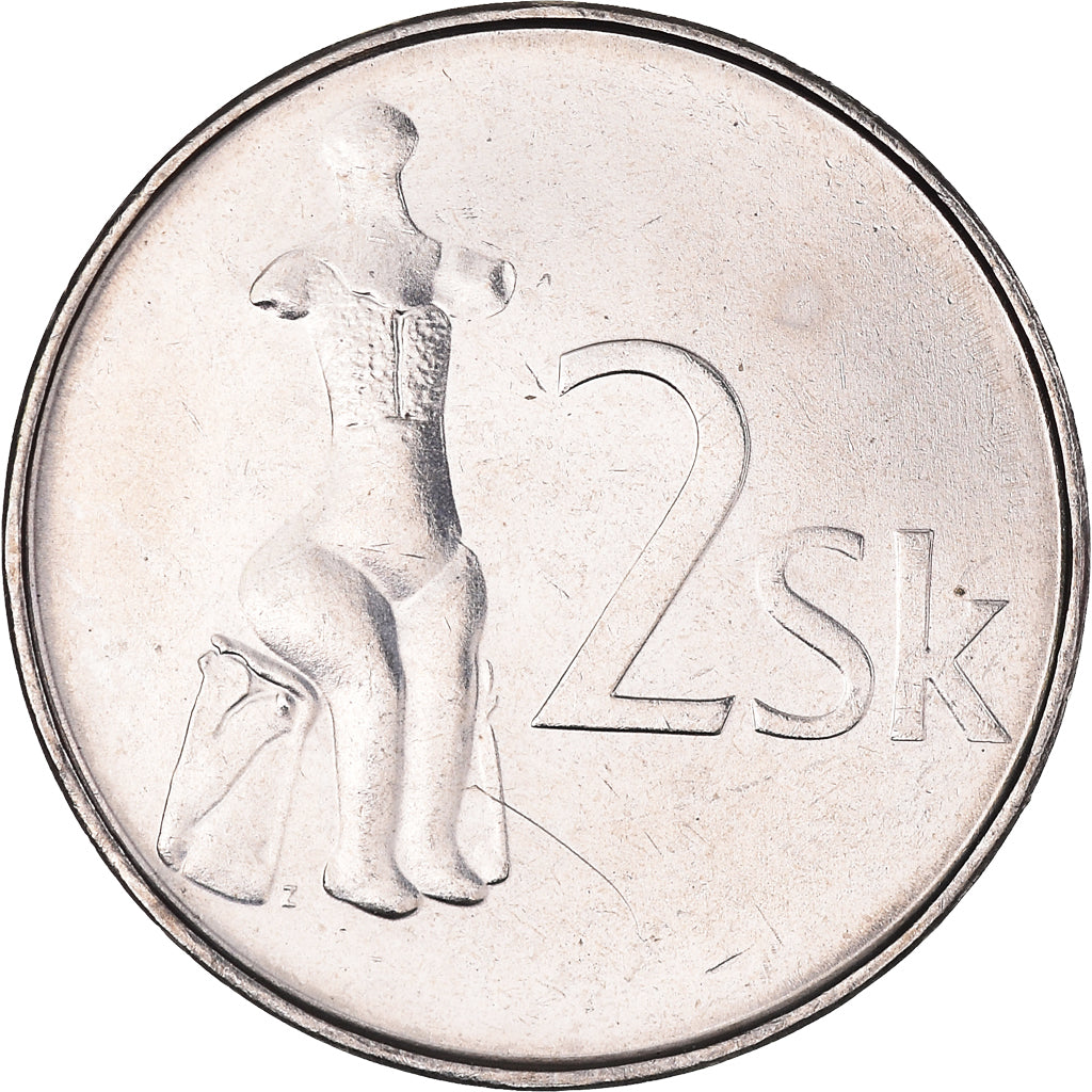 Monnaie, Slovaquie, 2 Koruna, 2002, TTB+, Nickel plaqué acier, KM:13
