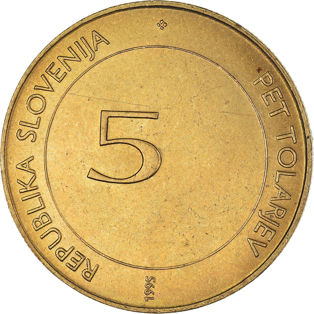 Münze, Slowenien, 5 Tolarjev, 1995, VZ, Nickel-brass, KM:21