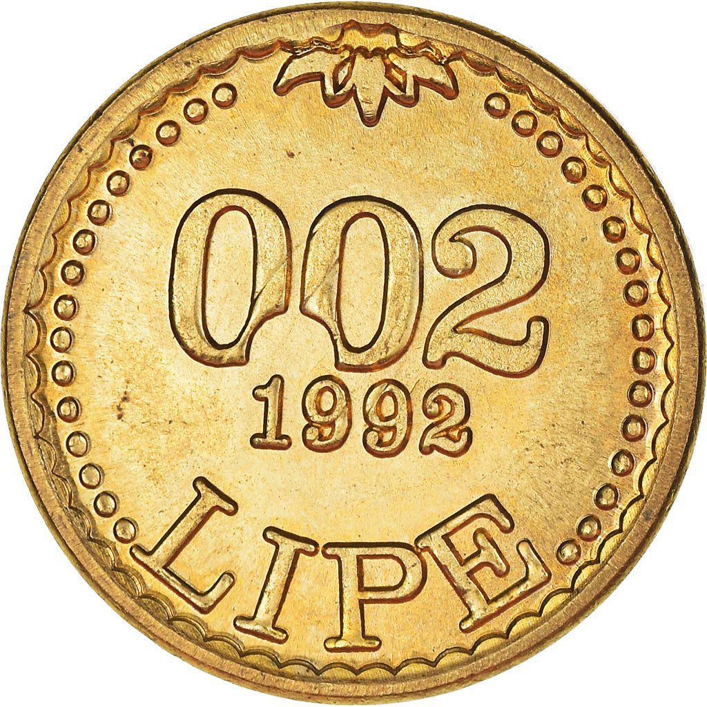 Moeda, Eslovénia, 0.02 Lipe, 1992, MS(64), Latão