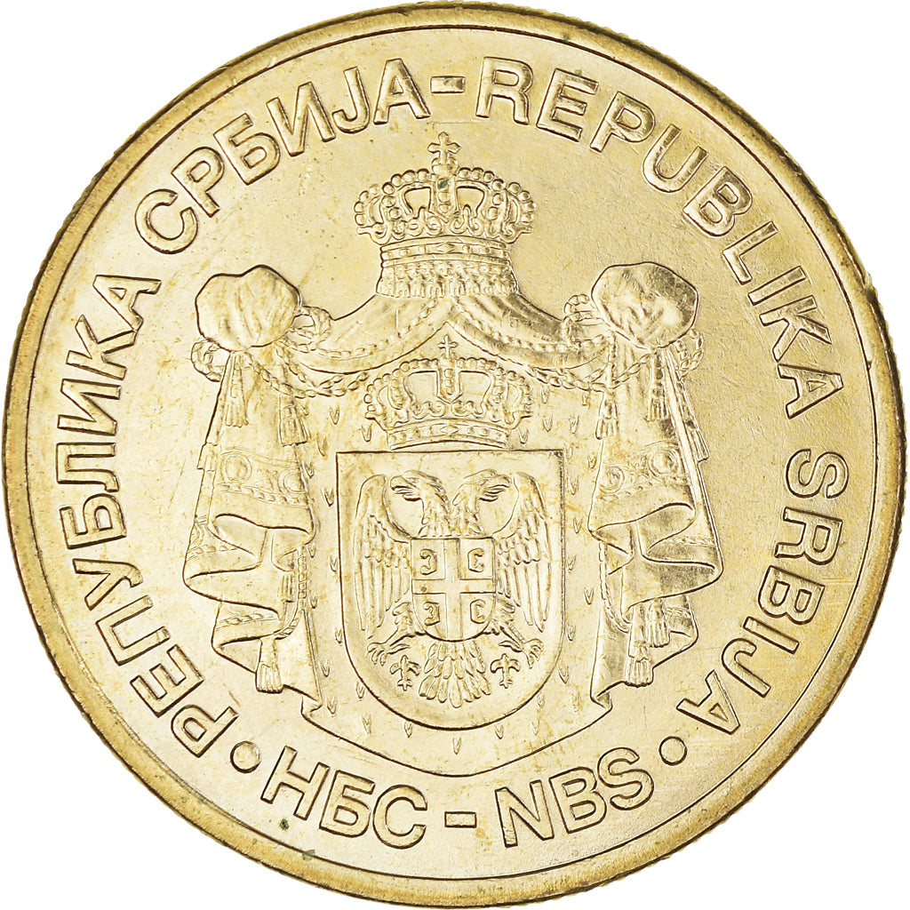 Münze, Serbien, 5 Dinara, 2007, SS+, Nickel-brass