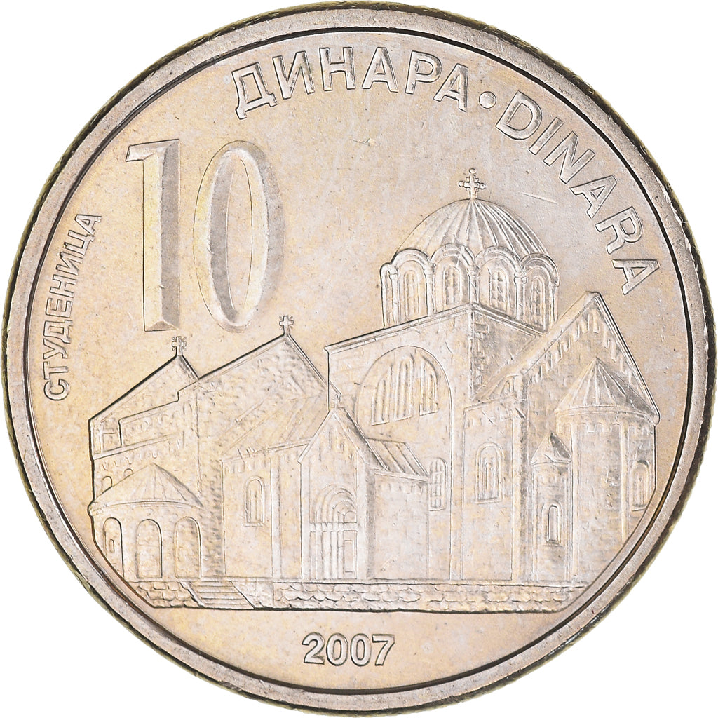 Monnaie, Serbie, 10 Dinara, 2007, SUP, Cuivre-Nickel-Zinc (Maillechort), KM:41