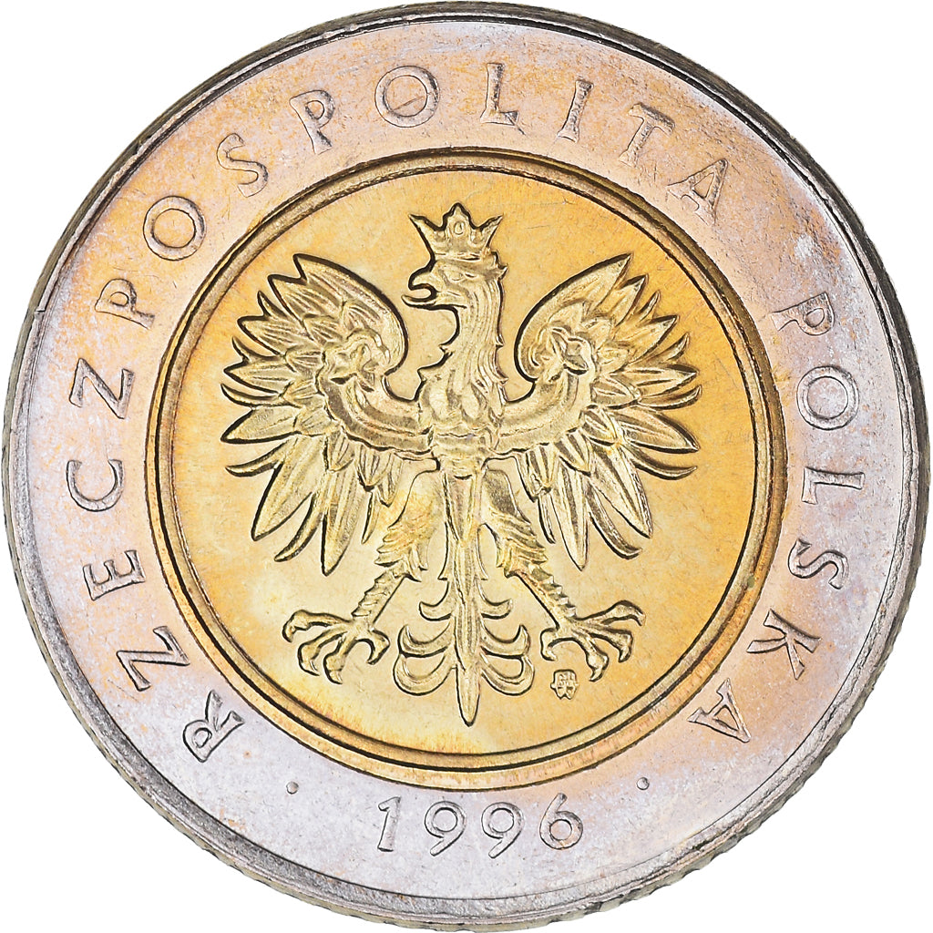 Moneta, Polska, 5 Zlotych, 1996, Warsaw, AU(50-53), Bimetaliczny, KM:284