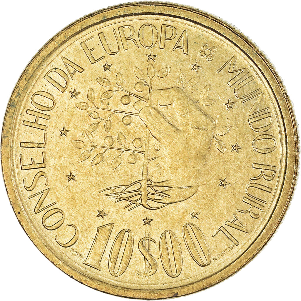 Moneda, Portugal, 10 Escudos, 1987, Warsaw, EBC, Níquel - latón, KM:633