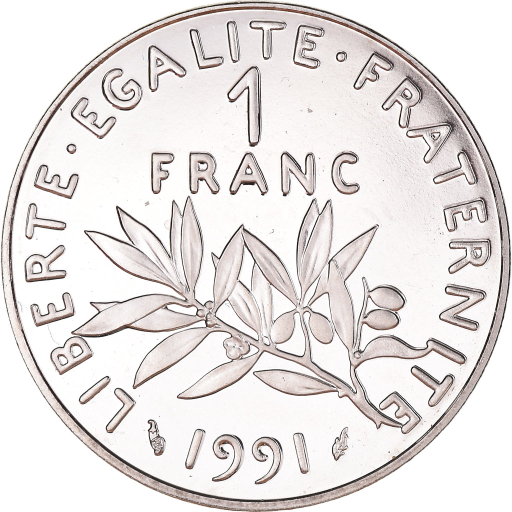 Moneta, Francja, Semeuse, Franc, 1991, Proof, MS(63), Nikiel, KM:925.2