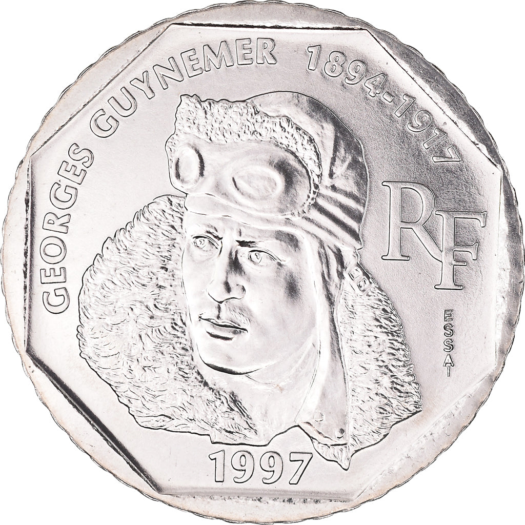 Moeda, França, Guynemer, 2 Francs, 1997, Paris, ENSAIO, MS(65-70), Níquel