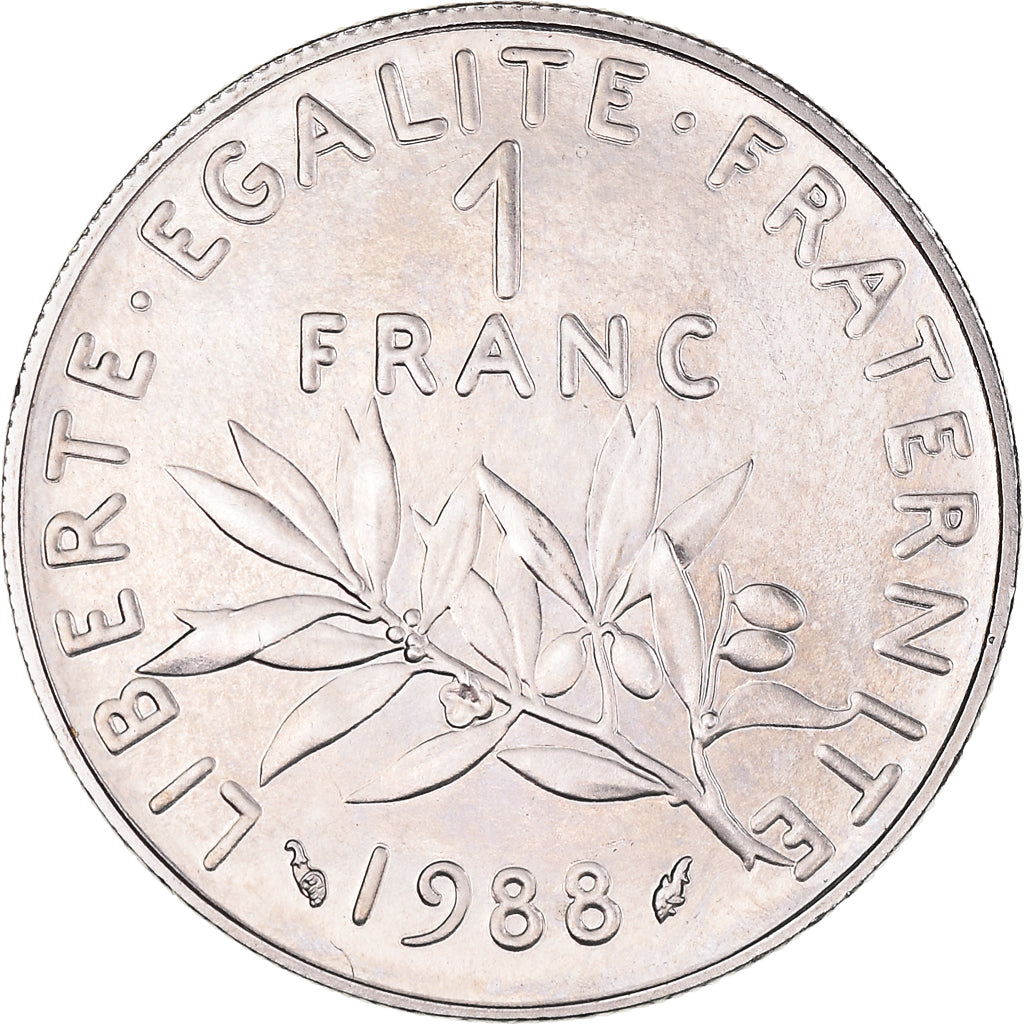 Moneta, Francja, Semeuse, Franc, 1988, Paris, MS(65-70), Nikiel, KM:925.1
