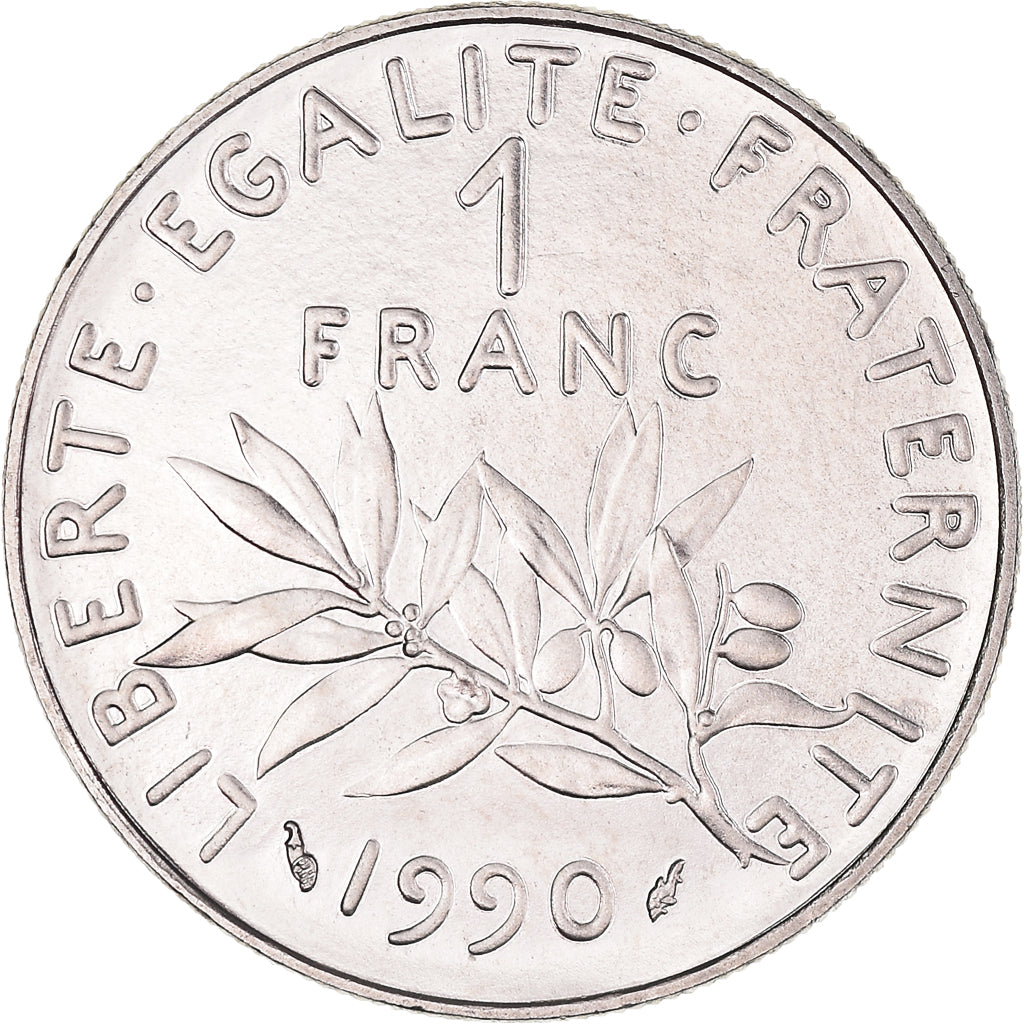 Moeda, França, Semeuse, Franc, 1990, Paris, MS(65-70), Níquel, KM:925.1