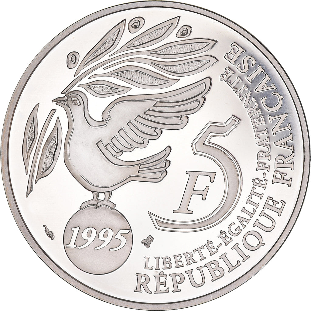 Coin, France, ONU, 5 Francs, 1995, Paris, MS(65-70), Silver, KM:1118