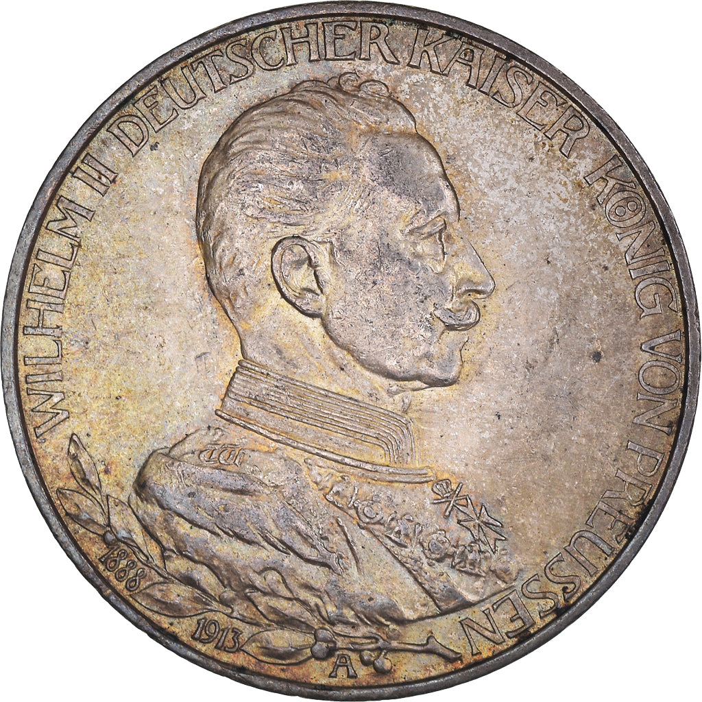 Moneda, Estados alemanes, PRUSSIA, Wilhelm II, 3 Mark, 1913, Berlin, EBC, Plata