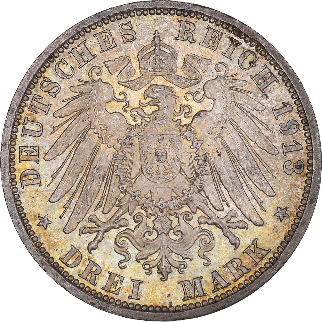 Moneda, Estados alemanes, PRUSSIA, Wilhelm II, 3 Mark, 1913, Berlin, EBC, Plata