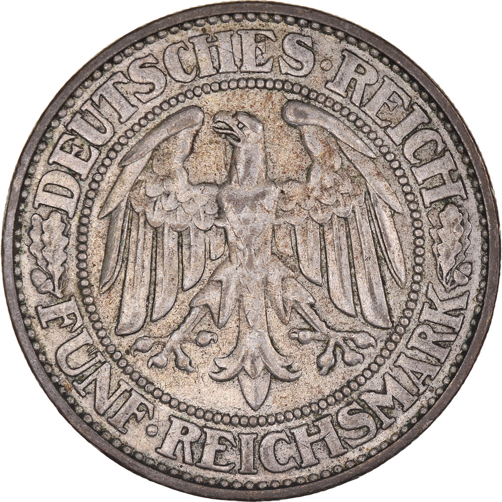 Coin, GERMANY, WEIMAR REPUBLIC, 5 Mark, 1928, Karlsruhe, AU(50-53), Silver